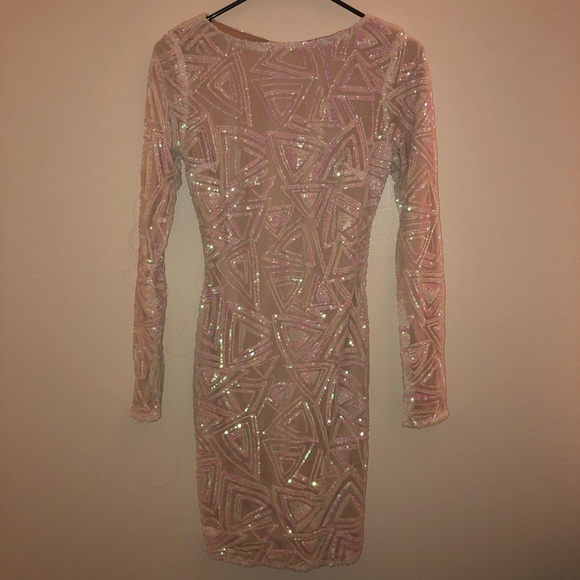 LAST ONE! Sequinced Long Sleeve Mini Dress - Picture 4 of 6